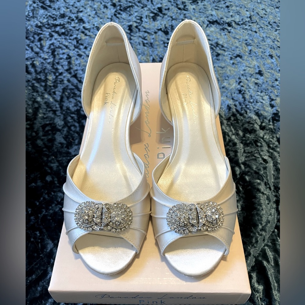 Ivory Paradox London Peep Toe Wedding Shoe